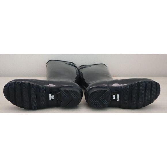 Hunter Men Sz 4 WMNs 5 Black Original Back Adjustable Gloss Tall Rain Boots - Picture 4 of 16